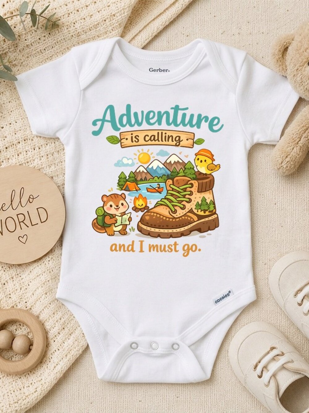 Adventure Hiking Summer Bodysuit Natural Baby Gift ONESIE®